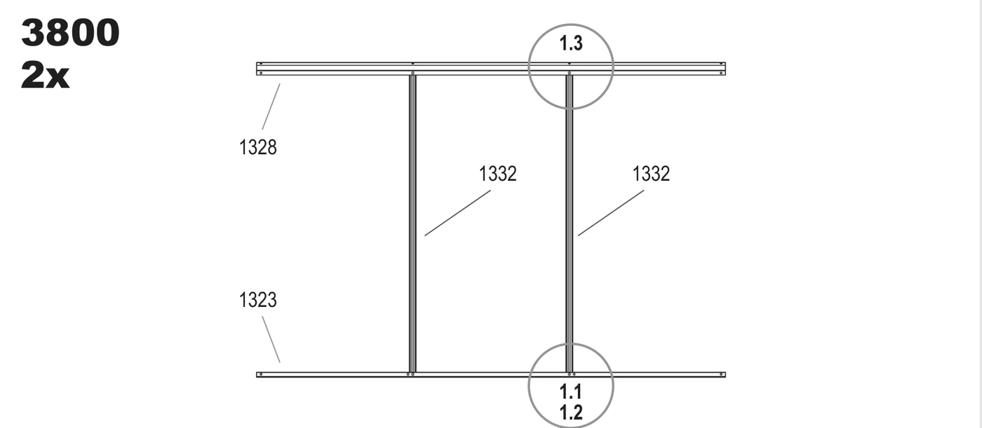 Step 1 drawing, 3800