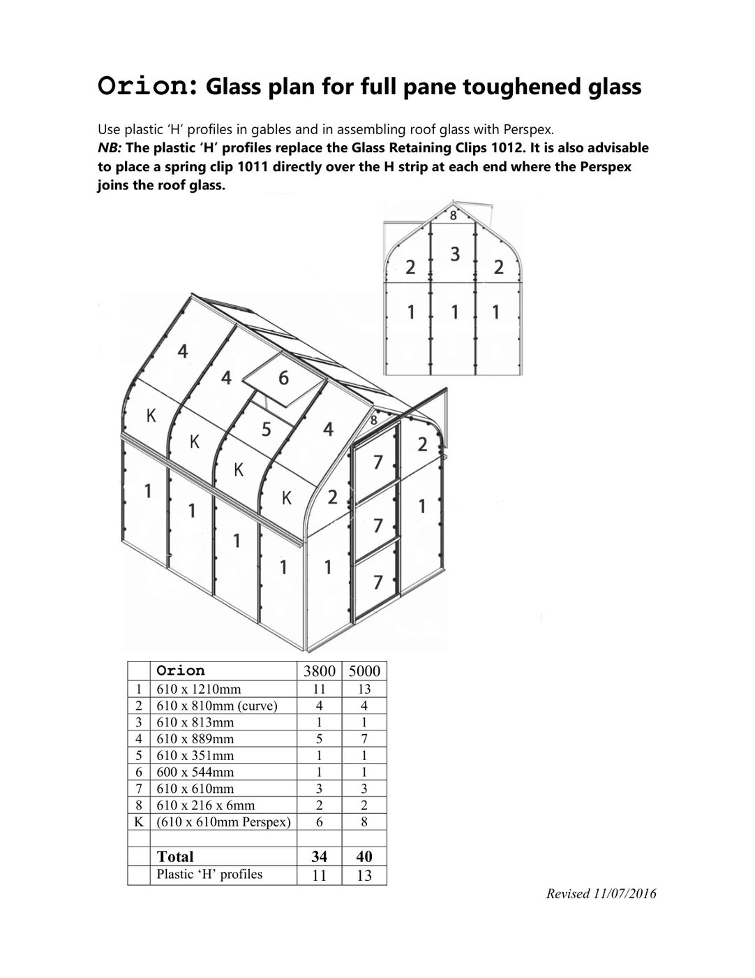 Vitavia toughened glass plan for the Orion