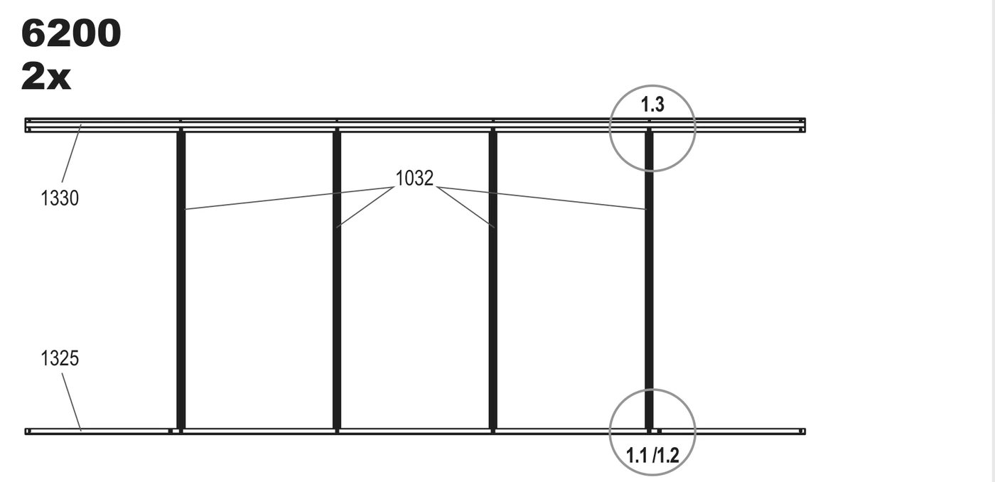 Step 1 drawing, 6200