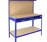 Bulldog 120cm Workbench with Drawers and Pegboard in Blue