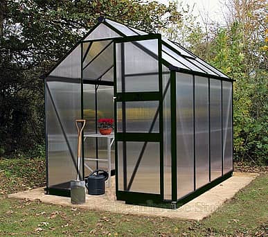 Halls Cotswold Burford Black 8x6 Greenhouse - Polycarbonate Glazing
