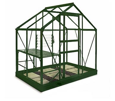 6x4 Green Halls Popular Greenhouse - Toughened Glass