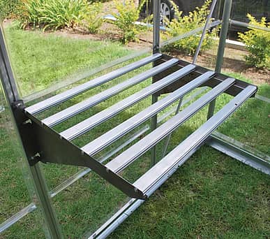Palram Heavy Duty Aluminum Greenhouse Shelf Kit - 58x42x20cm With Wall Mount & Plant Hangers