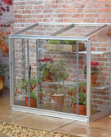 2x3 Lichfield Mini Lean To Greenhouse Toughened Glass
