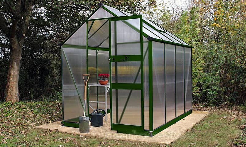 Halls Cotswold Burford Green 6x10 Greenhouse - Polycarbonate Glazing