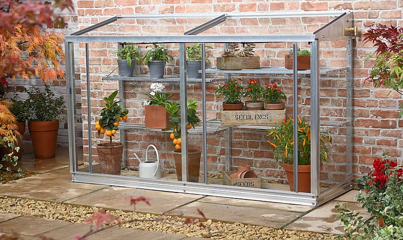 2x5 Lichfield Mini Lean To Greenhouse Toughened Glass