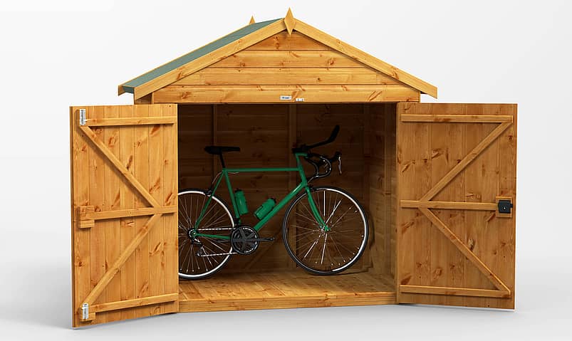 Power 6x4 Apex Wooden Bike Shed