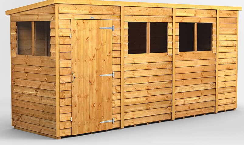 Power 4x14 Overlap Pent Wooden Shed