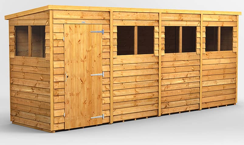 Power 4x16 Overlap Pent Wooden Shed