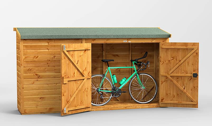 Power 10x2 Pent Wooden Bike Shed