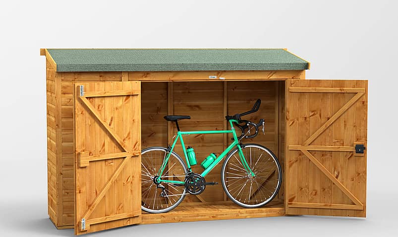 Power 8x2 Pent Wooden Bike Shed
