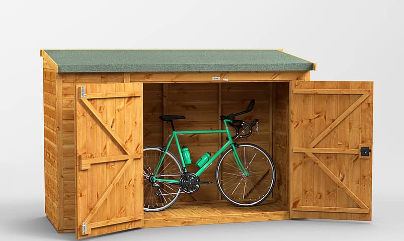 Power 8x3 Pent Wooden Bike Shed