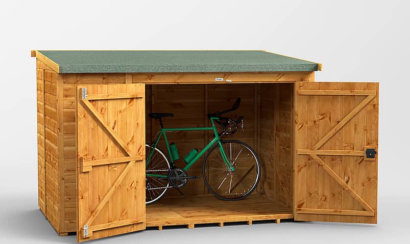Power 8x5 Pent Wooden Bike Shed