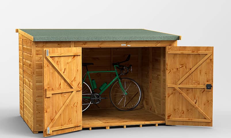 Power 8x6 Pent Wooden Bike Shed