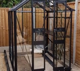 4x6 Black Halls Cotswold Birdlip Greenhouse - Toughened Glass