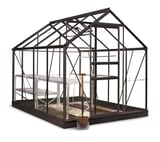 8x6 Black Halls Popular Greenhouse - Toughened Glass