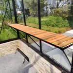 Black Universal Working Table with Wooden Inlays