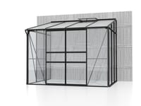 Vitavia 6x8 Black IDA 5200 Lean To Greenhouse - Toughened Glass