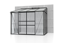 Vitavia 6x8 Black IDA 5200 Lean To Greenhouse - Toughened Glass