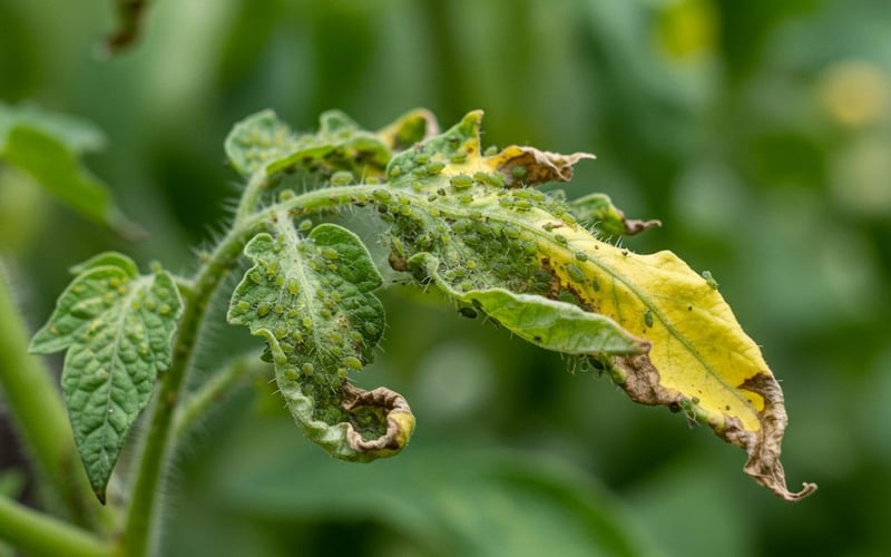 Aphid Damage on Tomato Plant