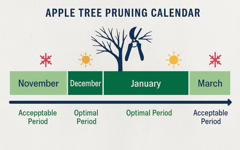 Calendar showing optimal pruning months highlighted