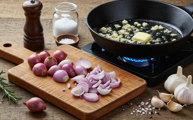 Freshly harvested shallots prepared for cooking