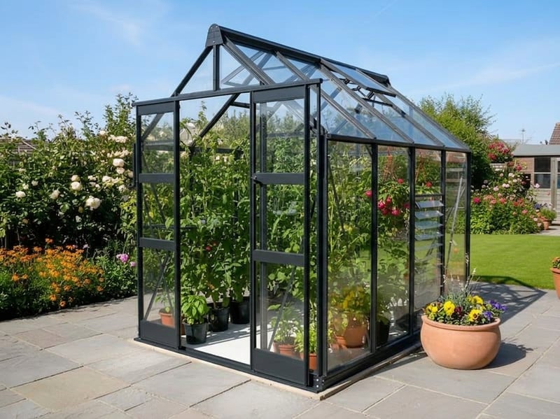 Elite Titan 6x8 greenhouse with toughened glass in a UK garden