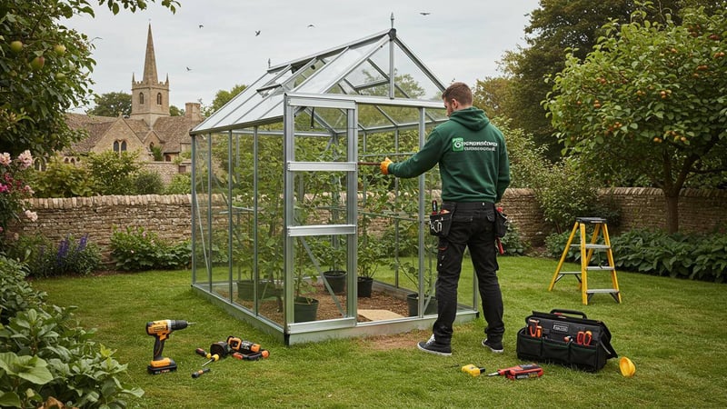 Greenhouse installation in progress.