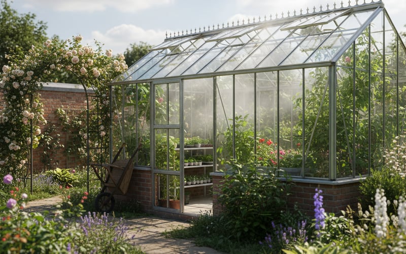 Open roof vents on a greenhouse for ventilation and humidity control to prevent grey mould