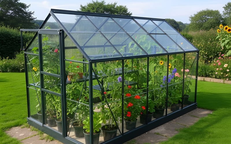 Growing courgettes in a greenhouse - Vitavia Venus 6x10 green greenhouse ideal for courgette growing