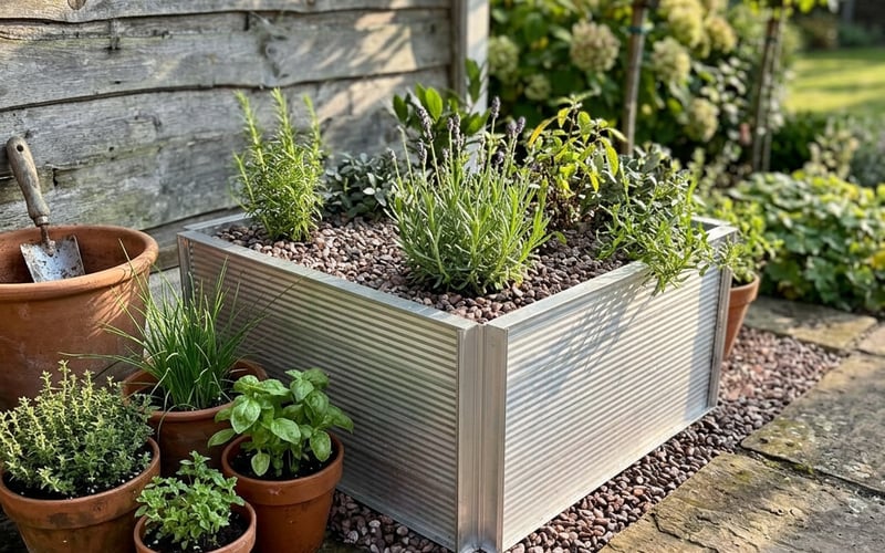 Elite Roots and Shoots raised bed with lavender growing on a UK patio
