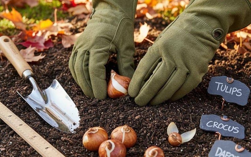 Planting tulip daffodil bulbs October UK spring garden preparation