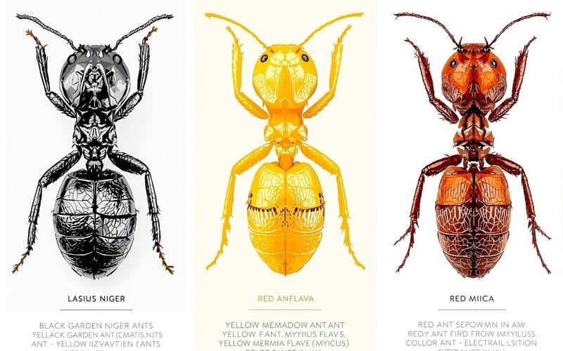 UK ant species identification chart with key traits