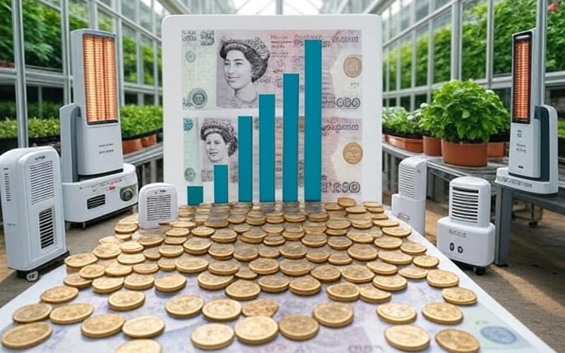Visual cost breakdown for UK greenhouse succulent growing including setup and annual expenses