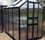 4x4 Black Halls Cotswold Birdlip Greenhouse - Polycarbonate Glazing