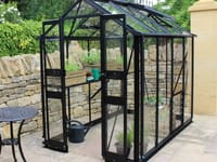 4x8 Black Halls Cotswold Birdlip Greenhouse - Toughened Glass