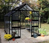 Halls Cotswold Blockley Black 8x12 Greenhouse - Horticultural Glass