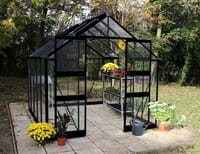 Halls Cotswold Blockley Black 8x12 Greenhouse - Toughened Glazing