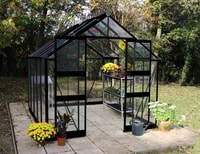 Halls Cotswold Blockley Black 8x12 Greenhouse - Toughened Glazing
