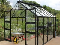 Halls Cotswold Blockley Black 8x10 Greenhouse - Toughened Glazing