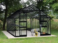Halls Cotswold Bourton Black 10x12 Greenhouse - Toughened Glazing