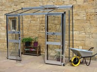 Halls Cotswold Broadway Silver 4x8 Lean to Greenhouse - Polycarbonate Glazing