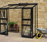 Halls Cotswold Broadway Black 4x8 Lean to Greenhouse - Toughened Glazing