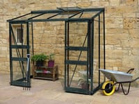 Halls Cotswold Broadway Green 4x8 Lean to Greenhouse - Toughened Glazing