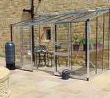 Halls Cotswold Broadway Silver 6x12 Lean to Greenhouse - Polycarbonate Glazing