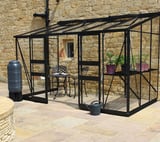 Halls Cotswold Broadway Black 6x12 Lean to Greenhouse - Toughened Glazing