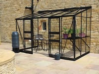 Halls Cotswold Broadway Black 6x12 Lean to Greenhouse - Toughened Glazing