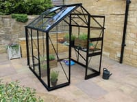 Halls Cotswold Burford Black 8x6 Greenhouse - Toughened Glazing