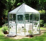 Eden Pleiades Silver Hexagonal Greenhouse - 3mm Horticultural Glazing