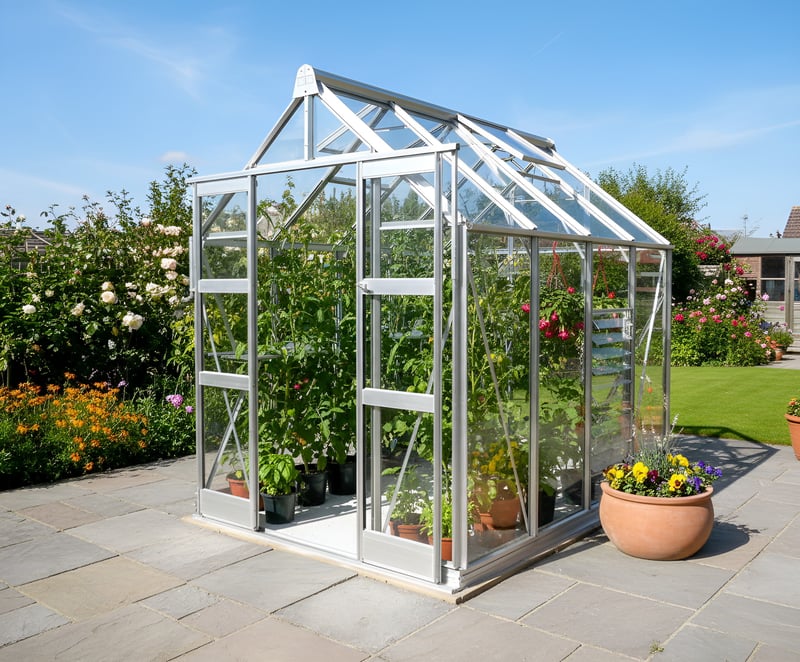 Elite Titan 6x8 greenhouse with toughened glass in a UK garden